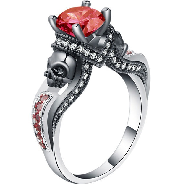 Hainon Women's Skull Ring European and American Punk style Motor Biker Men Party Ring Birthday stone skull men's jewelry Rings