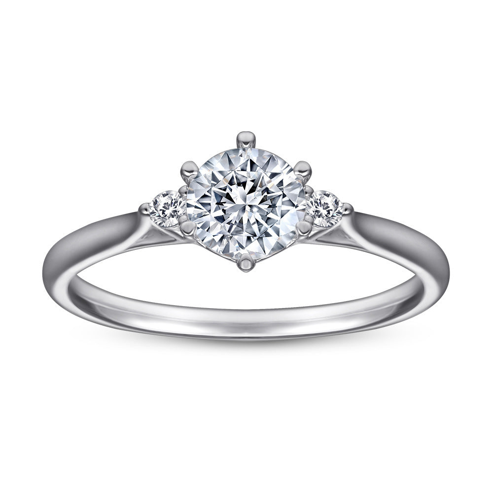 Silver Wedding Ring Women''s Zircon Fashion Single Ring Fixed Wedding Ring Manufacturer