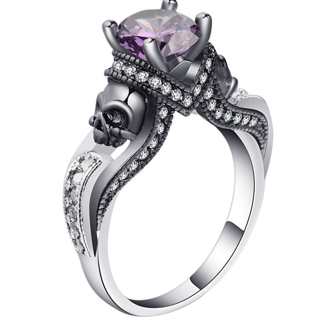 Hainon Women's Skull Ring European and American Punk style Motor Biker Men Party Ring Birthday stone skull men's jewelry Rings