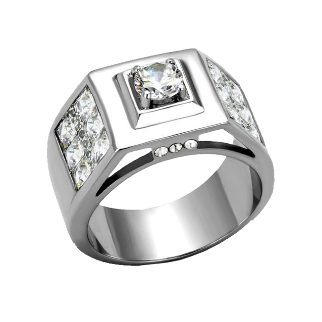Franklin - Men's Stainless Steel CZ Statement Ring