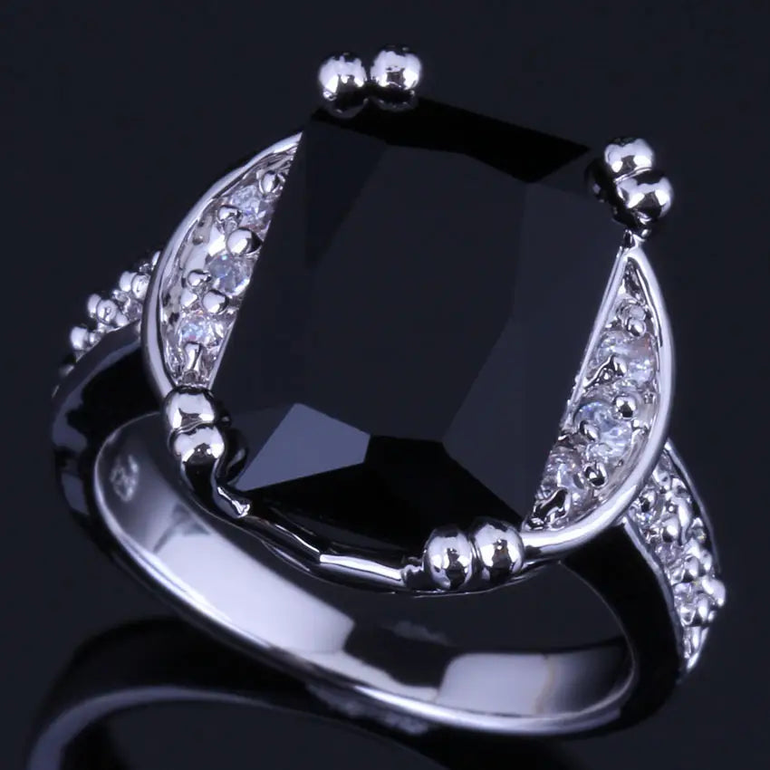 Feelin' Fancy - Woman's Rhodium Plated CZ Lined Azure Stone Wedding Set