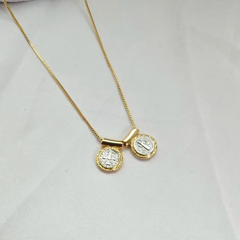 Shining Cross - Women's Brass Chain Cross Pendant Rhodium Necklace