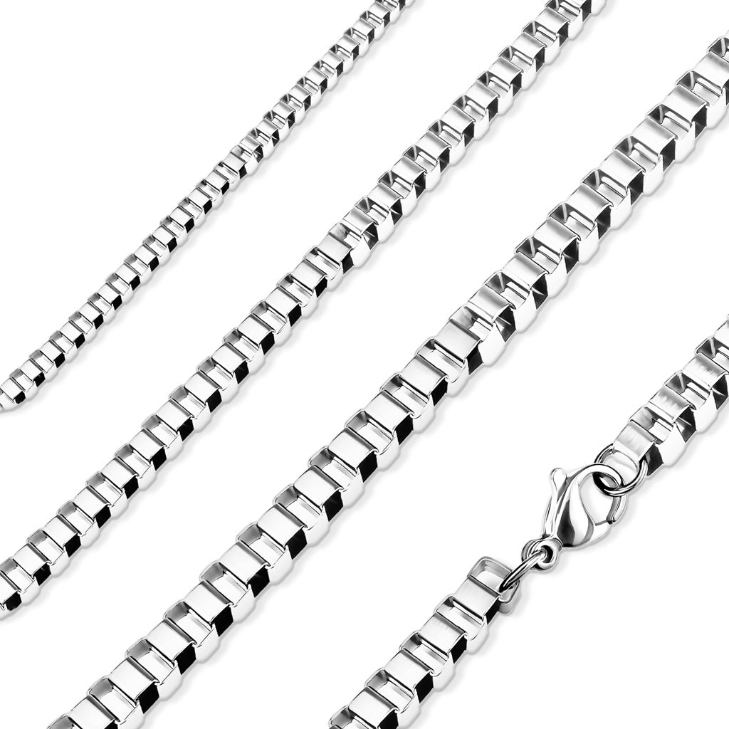 Geometric - Unisex Stainless Steel 18 Inch Box Chain