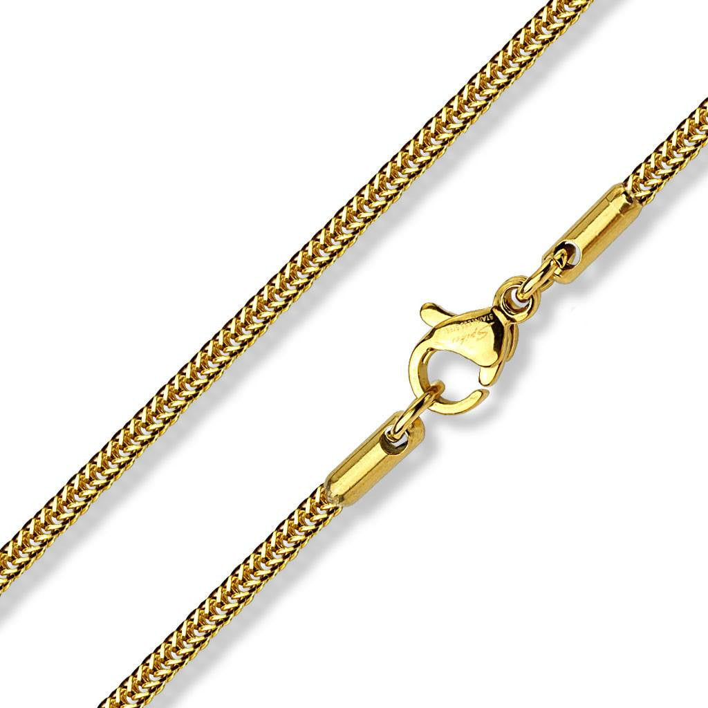 Gold Square Snake Chain - 435mm Long Stainless Steel Gold IP Plated Necklace