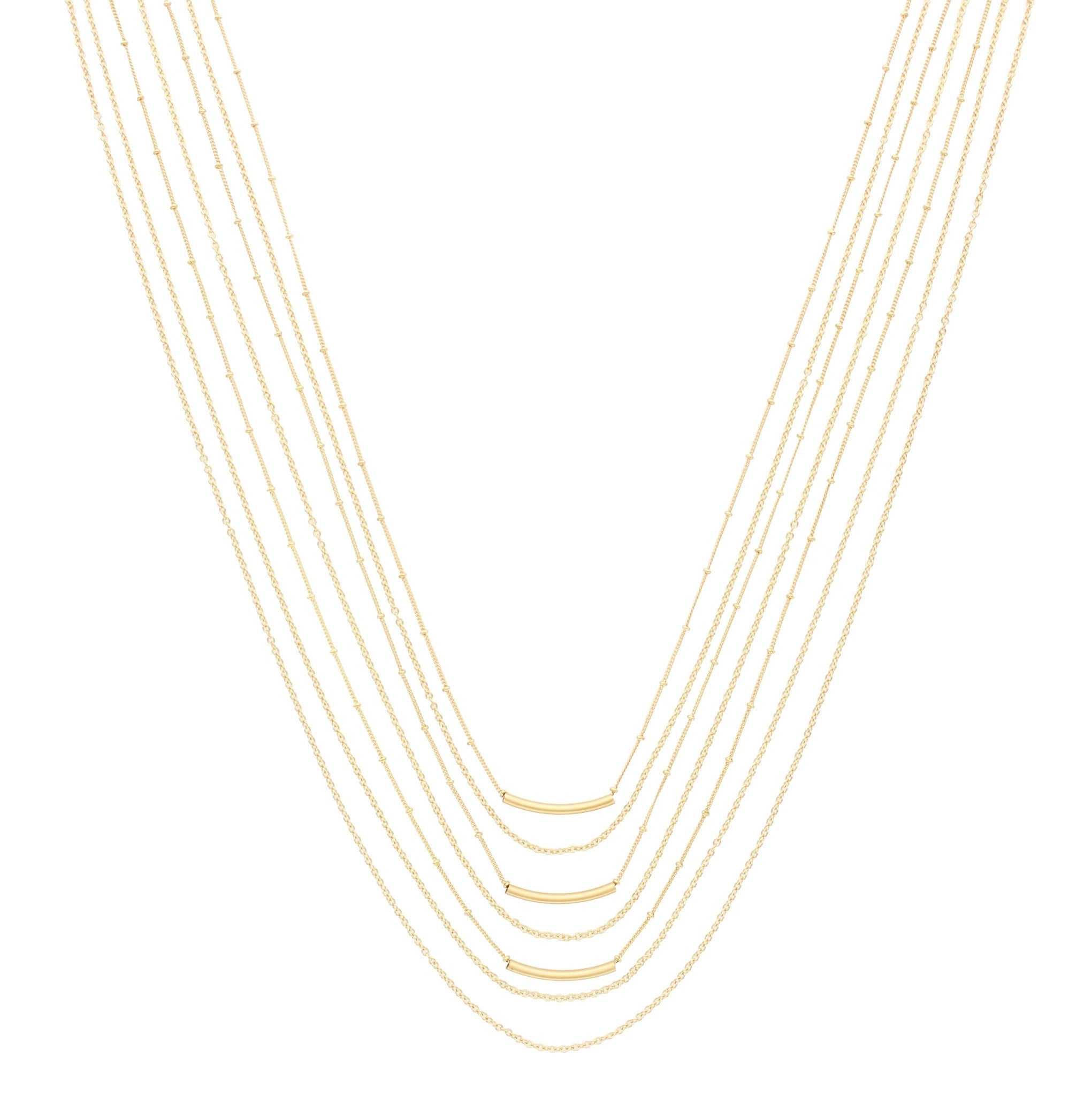 Sparkling Sage - Multilayered Detail Chain Necklace