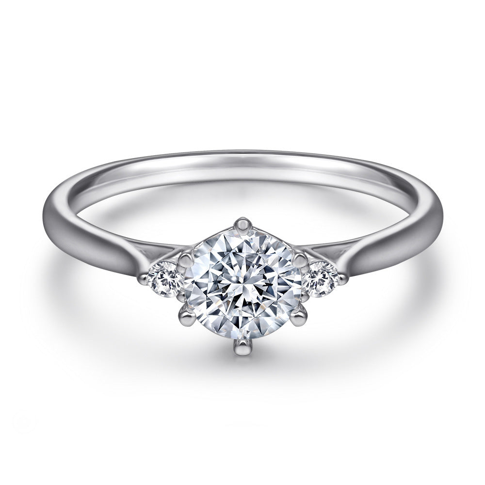 Silver Wedding Ring Women''s Zircon Fashion Single Ring Fixed Wedding Ring Manufacturer