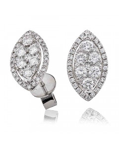 0.85ct VS/FG Unique Round Diamond Cluster Earrings