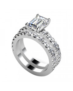 ADREBD4006 Emerald Cut Diamond Bridal Set Ring